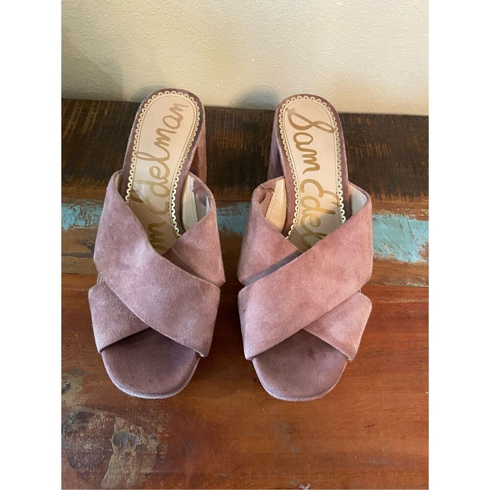 Sam Edelman Jayne Kid Suede Chunky-Heel Slide Sandal